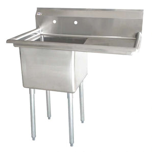 18″ x 18″ x 11″ One Tub Sink with 1.8″ Corner Drain and Right Drain Board