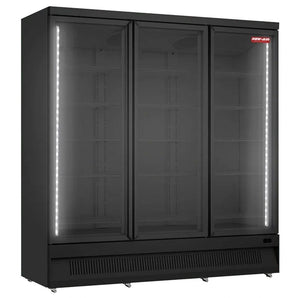 NEW AIR - 74" Black Glass Door Refrigerator - NGR-74-HB